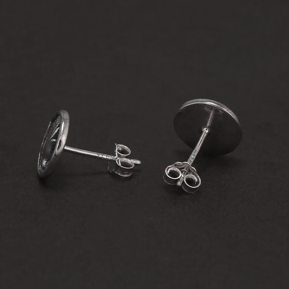 925 Sterling Silver Christian Stud Earrings for Men Women Prayer Hand Round Shaped Hip Hop Punk Ear Stud Fashion Retro Jewelry