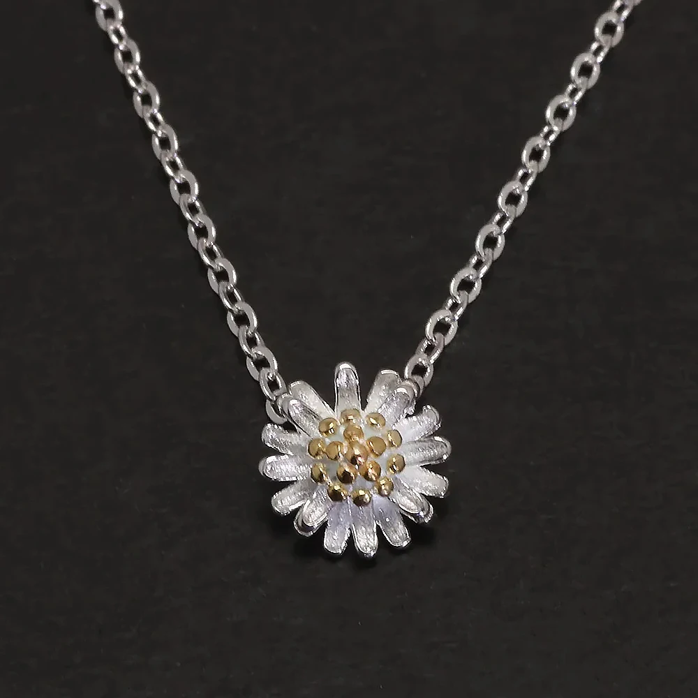 925 Sterling Silver Daisy Stud Earrings Ring Necklace Bracelet Jewelry Set for Women Fashion Trendy Cute Jewelry