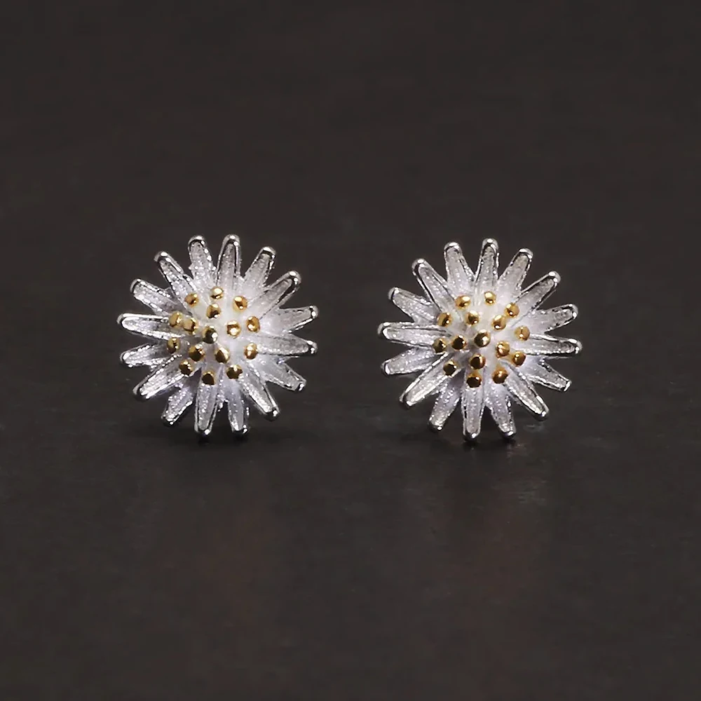 925 Sterling Silver Daisy Stud Earrings Ring Necklace Bracelet Jewelry Set for Women Fashion Trendy Cute Jewelry