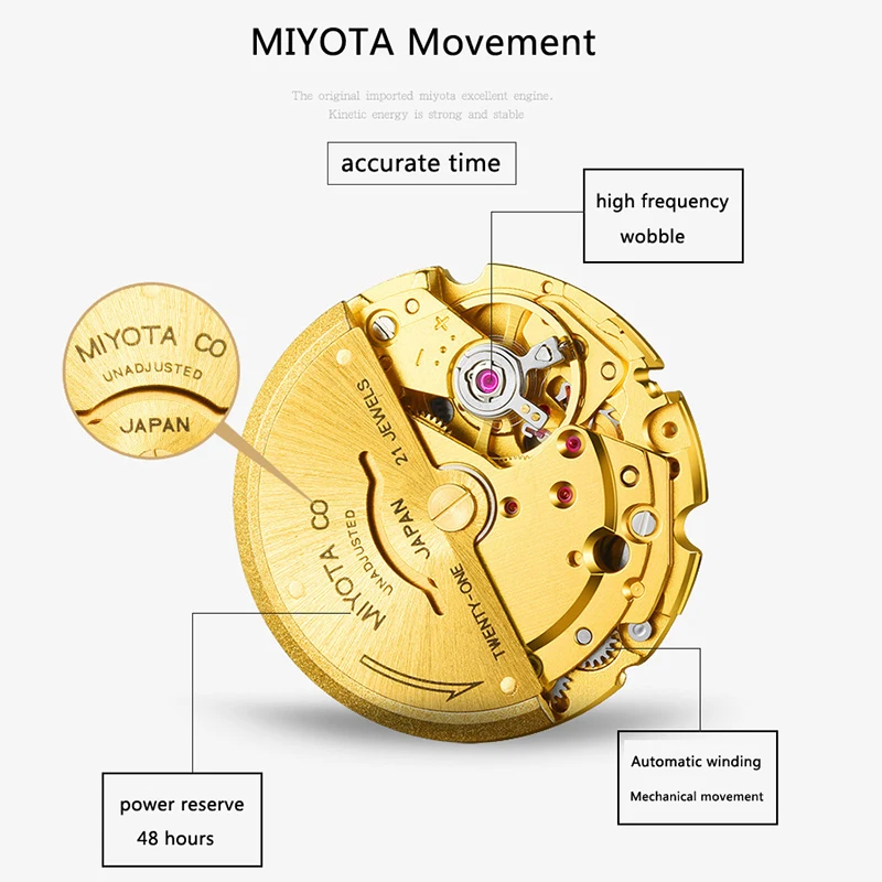 Carnival Top Brand Luxury MIYOTA Movement Mechanical Watches for Men Fashion Leather Sapphire Glass Luminous Automatic Watch