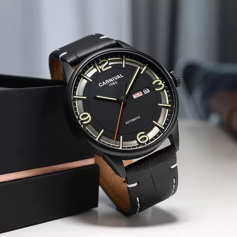 Carnival Top Brand Luxury MIYOTA Movement Mechanical Watches for Men Fashion Leather Sapphire Glass Luminous Automatic Watch