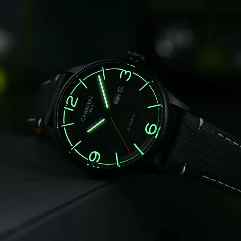 Carnival Top Brand Luxury MIYOTA Movement Mechanical Watches for Men Fashion Leather Sapphire Glass Luminous Automatic Watch