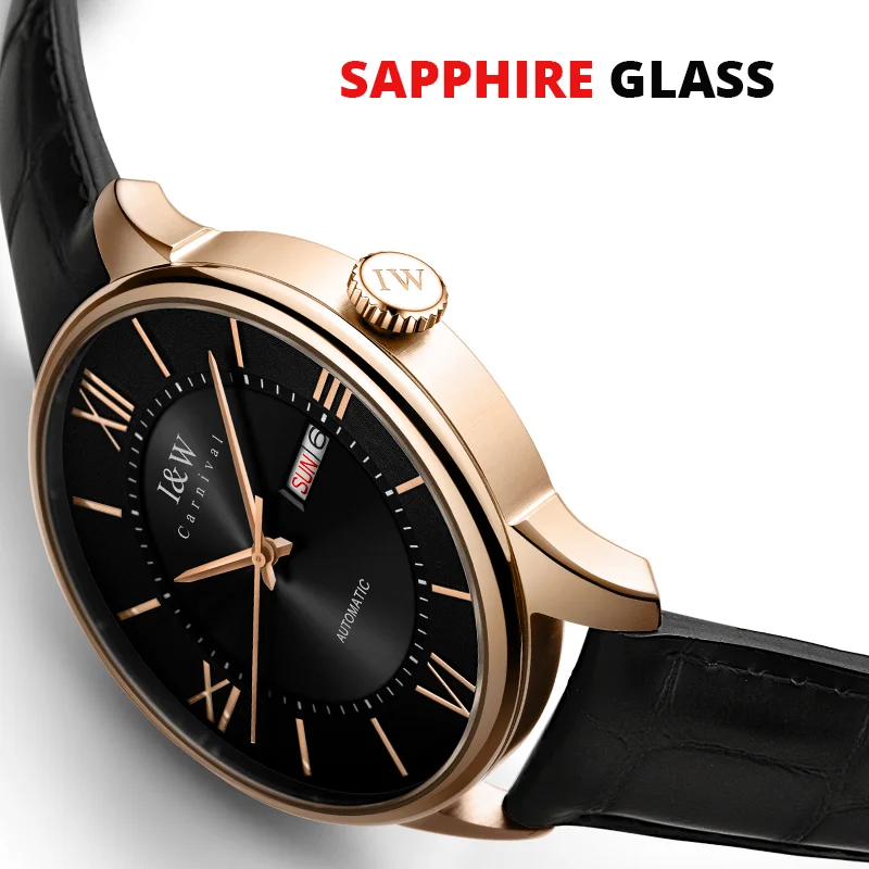 Luxury MIYOTA Movement Watch For Men Switzerland I&W Automatic Watch AAA Calendar Sapphire Genuine Leather Band Men Watches 2021