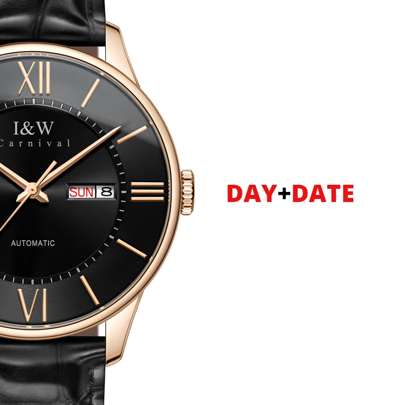 Luxury MIYOTA Movement Watch For Men Switzerland I&W Automatic Watch AAA Calendar Sapphire Genuine Leather Band Men Watches 2021