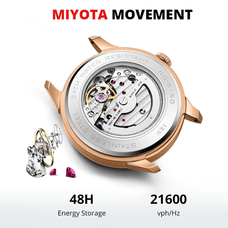 Luxury MIYOTA Movement Watch For Men Switzerland I&W Automatic Watch AAA Calendar Sapphire Genuine Leather Band Men Watches 2021