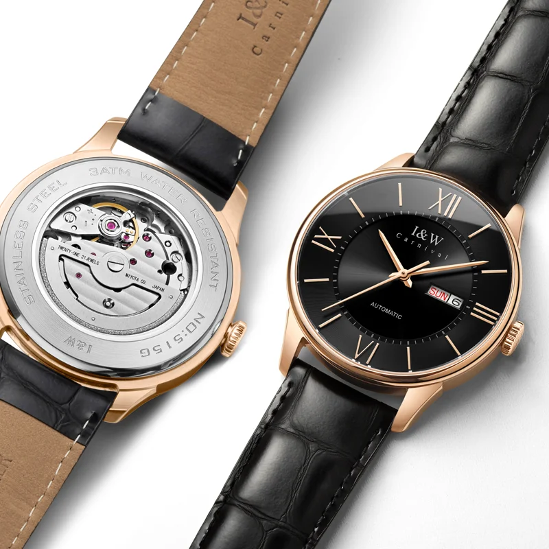 Luxury MIYOTA Movement Watch For Men Switzerland I&W Automatic Watch AAA Calendar Sapphire Genuine Leather Band Men Watches 2021