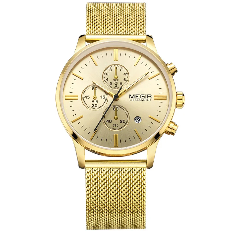 MEGIR Quartz Mesh Band Watch – Luminous Hands and Business Style