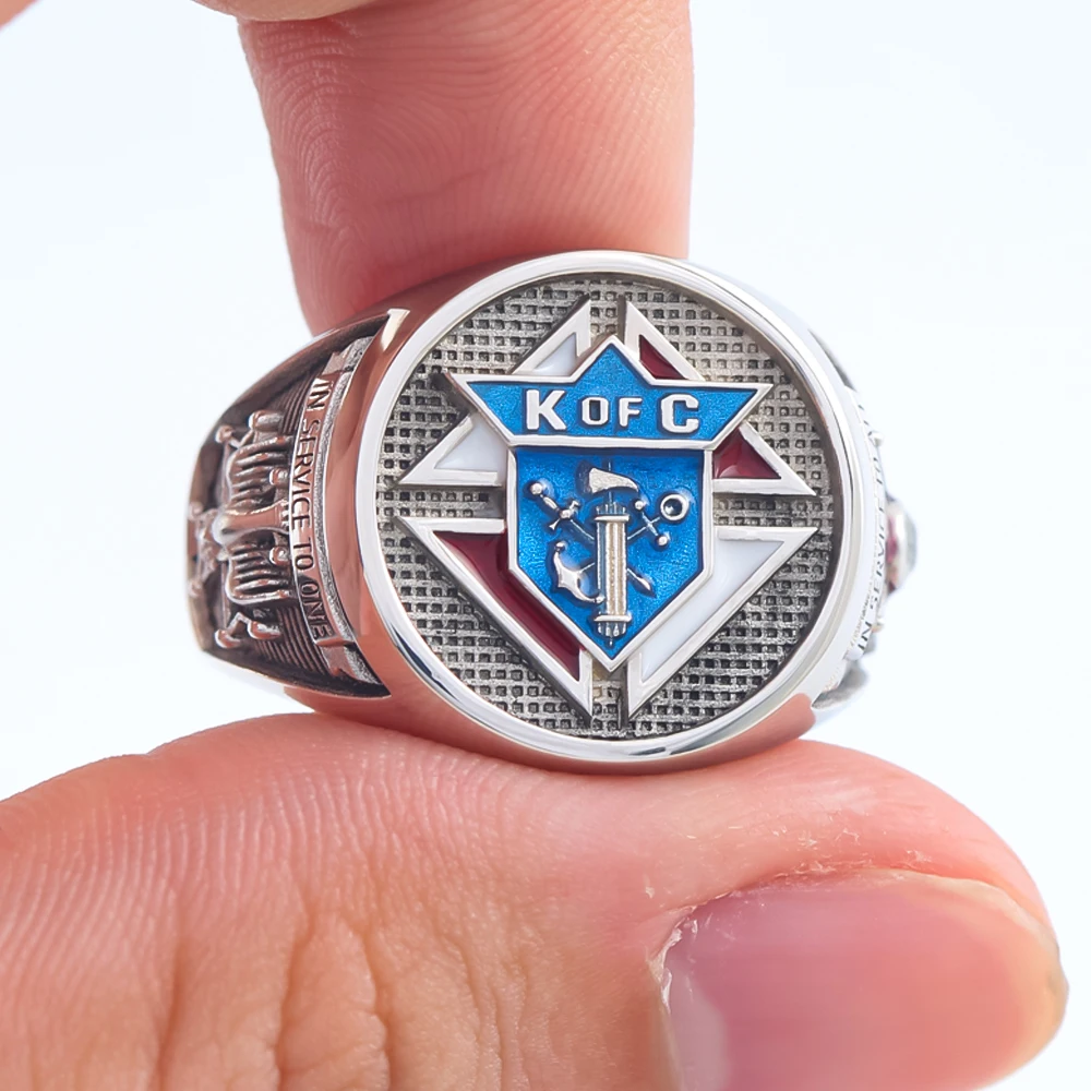 Knights of Columbus K of C Masonic Christianity Catholicism Cross Sterling Silver Ring
