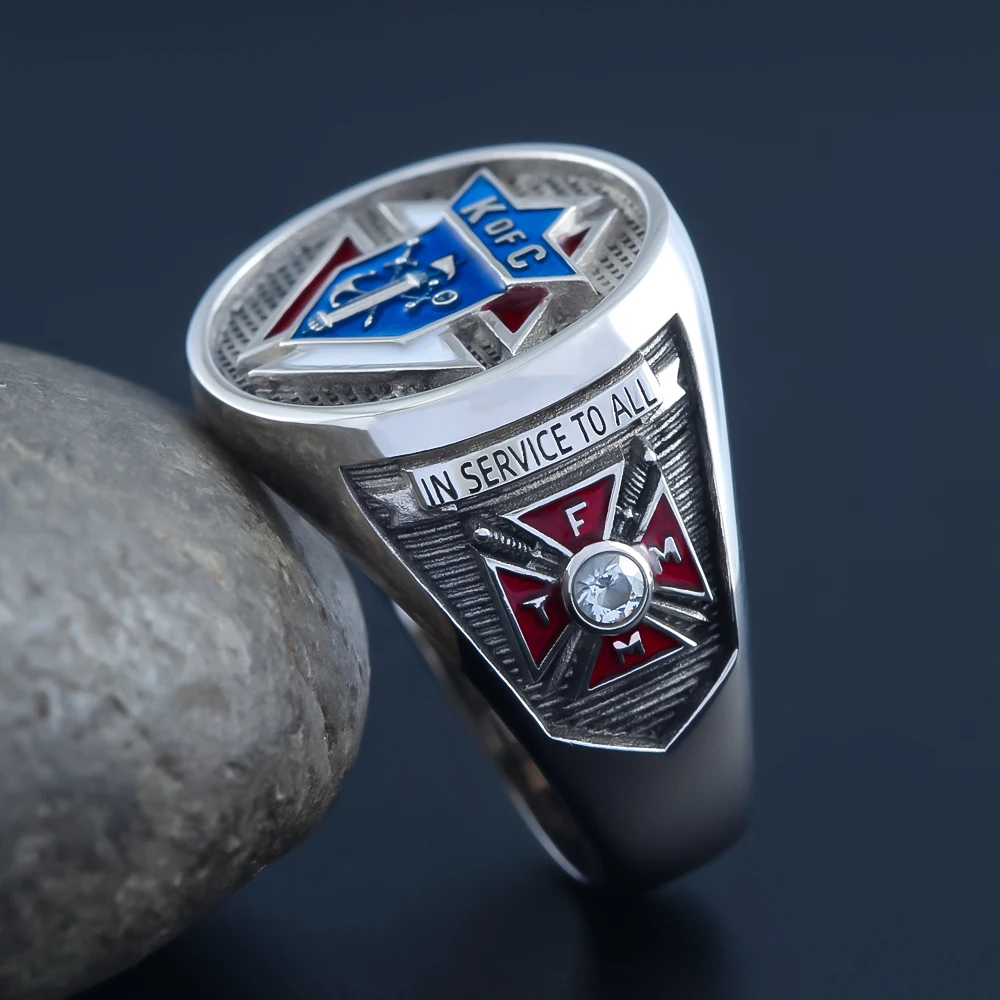 Knights of Columbus K of C Masonic Christianity Catholicism Cross Sterling Silver Ring