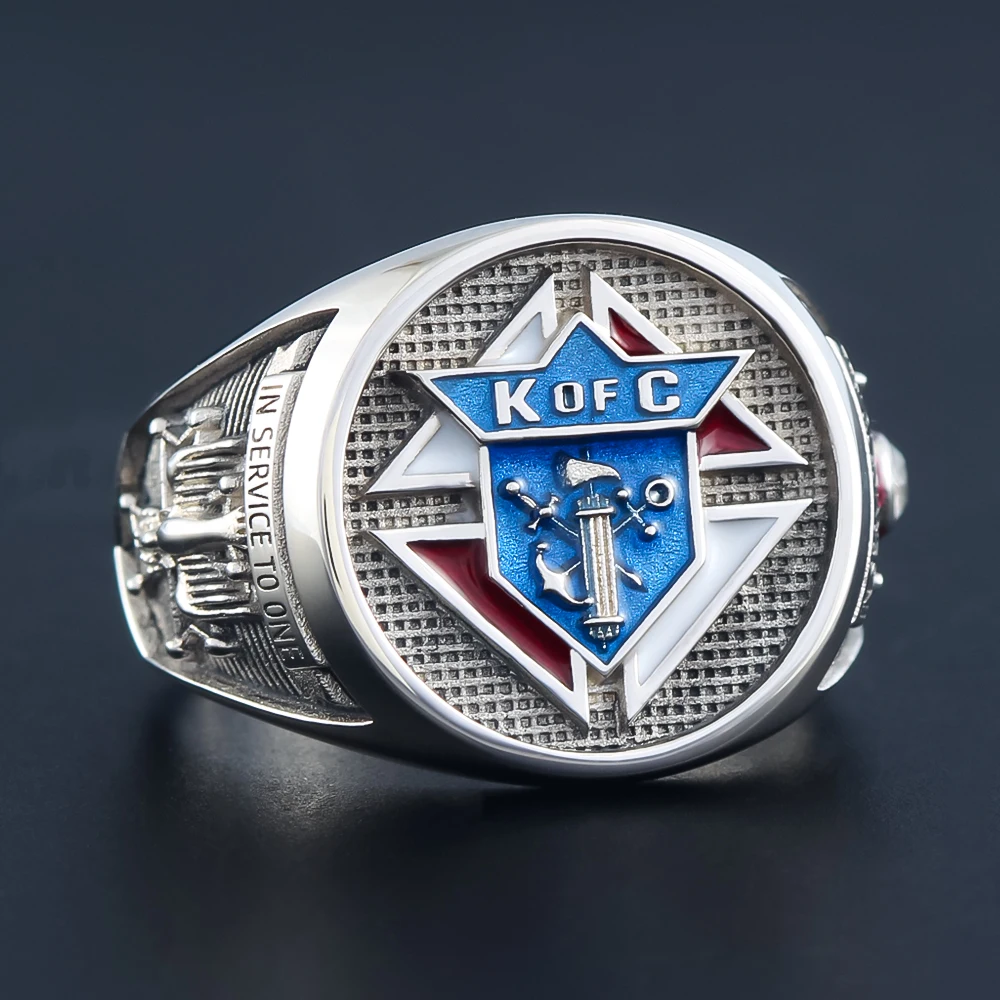 Knights of Columbus K of C Masonic Christianity Catholicism Cross Sterling Silver Ring