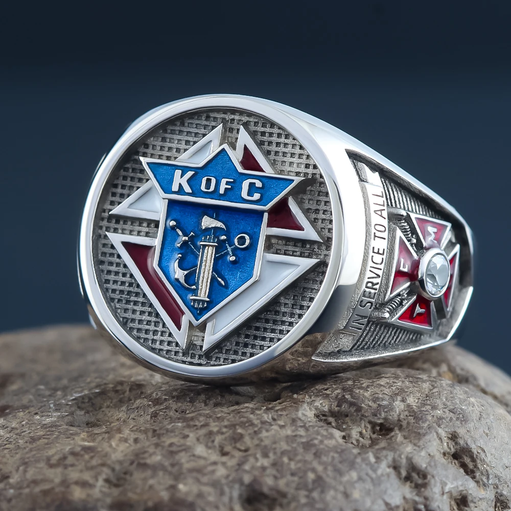 Knights of Columbus 925 Sterling Silver Ring – Vintage Christian Masonic Jewelry for Men