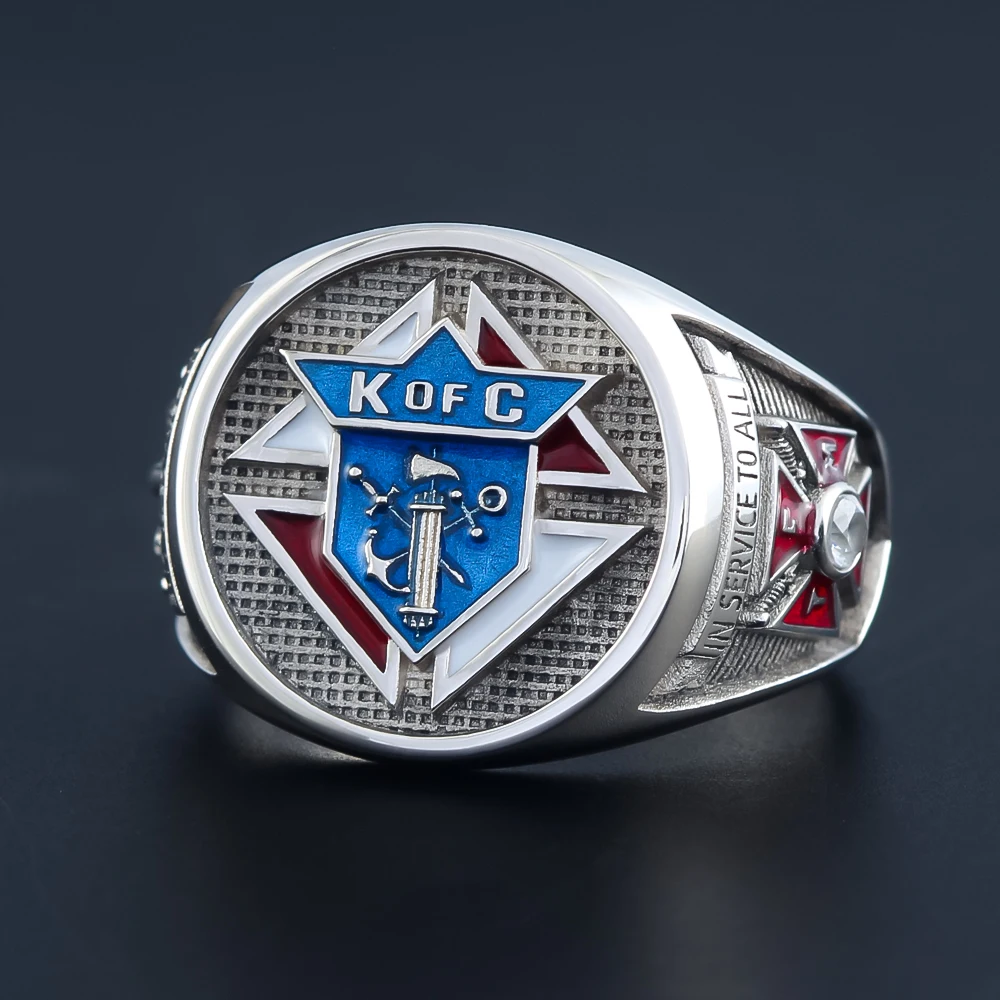Knights of Columbus K of C Masonic Christianity Catholicism Cross Sterling Silver Ring