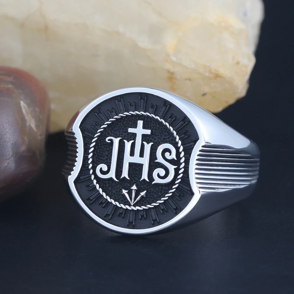 Jesus Christ Christian Chi Rho IHS JHS Sterling Silver Ring