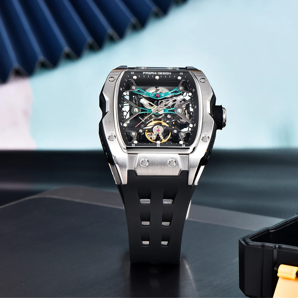 2025 New PAGANI DESIGN 42MM Tonneau Men Mechanical Watch Luxury Sapphire Glass Automatic Watch 50M Waterproof Skeleton Watch Men