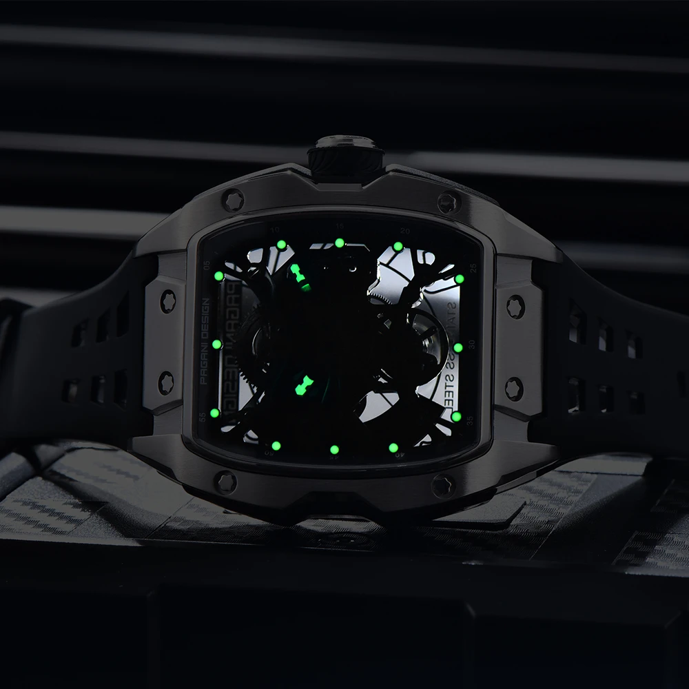 2025 New PAGANI DESIGN 42MM Tonneau Men Mechanical Watch Luxury Sapphire Glass Automatic Watch 50M Waterproof Skeleton Watch Men