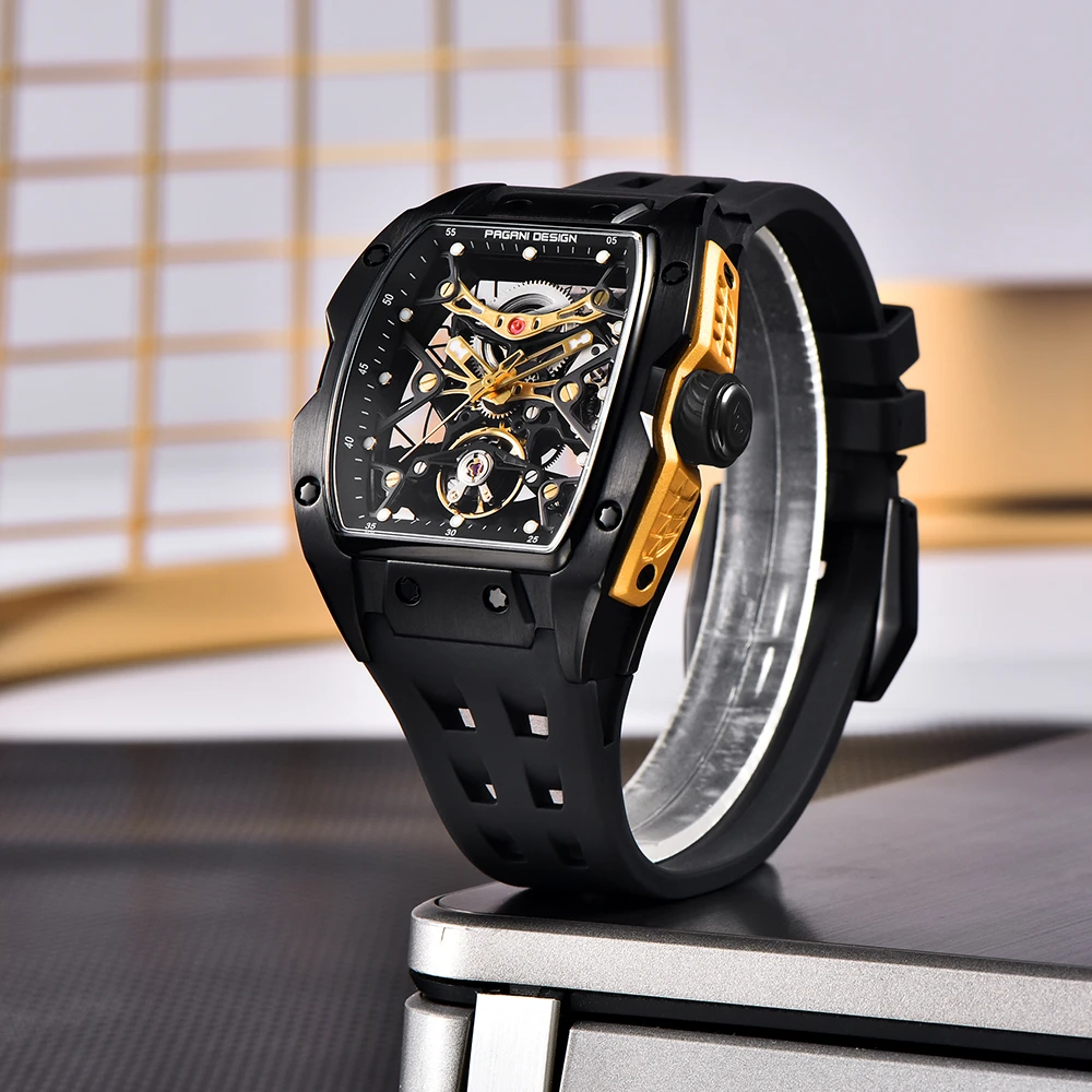 2025 New PAGANI DESIGN 42MM Tonneau Men Mechanical Watch Luxury Sapphire Glass Automatic Watch 50M Waterproof Skeleton Watch Men