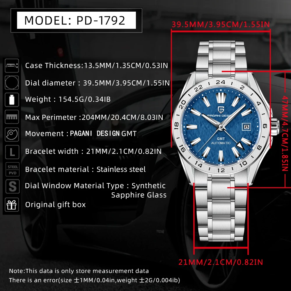 2024 New PAGANI DESIGN 40MM Men Mechanical Watches Top Brand Sapphire Glass GMT Watch 100M Waterproof Automatic Watch for Men