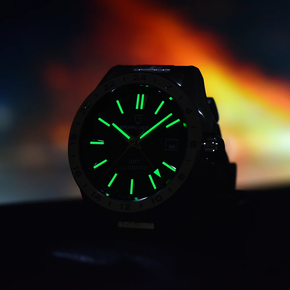 2024 New PAGANI DESIGN 40MM Men Mechanical Watches Top Brand Sapphire Glass GMT Watch 100M Waterproof Automatic Watch for Men