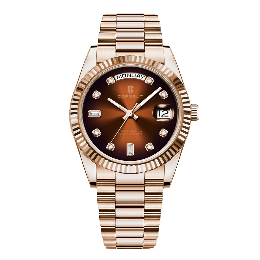 Corgeut 36MM Watch For Men Luxury ST1644 Automatic Mechanical Wristwatch Sapphire gold reloj hombre10BAR Day Swim Watches