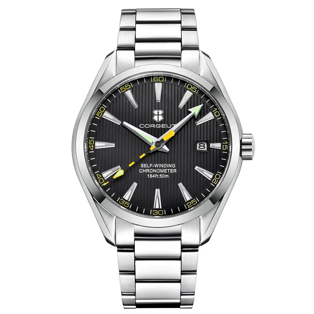 41mm corgeut Men's Dress Watches Luxury nh35 Automatic Watch For Men Mechanical Wristwatches Sapphire Waterproof Steel Band