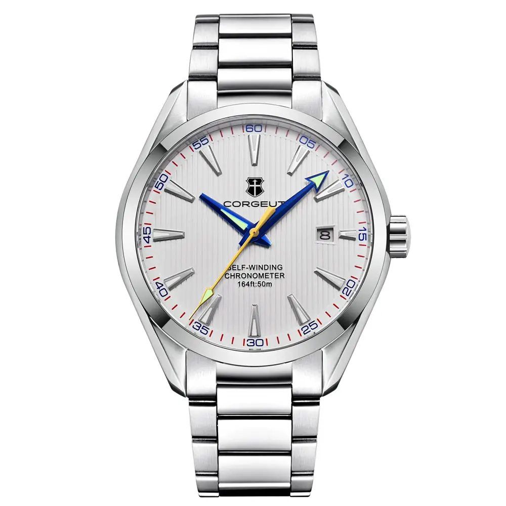 41mm corgeut Men's Dress Watches Luxury nh35 Automatic Watch For Men Mechanical Wristwatches Sapphire Waterproof Steel Band