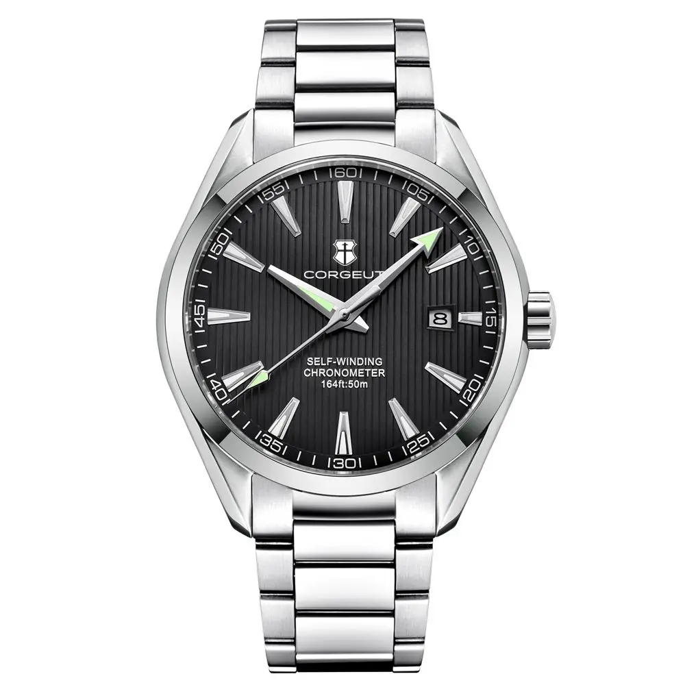 41mm corgeut Men's Dress Watches Luxury nh35 Automatic Watch For Men Mechanical Wristwatches Sapphire Waterproof Steel Band