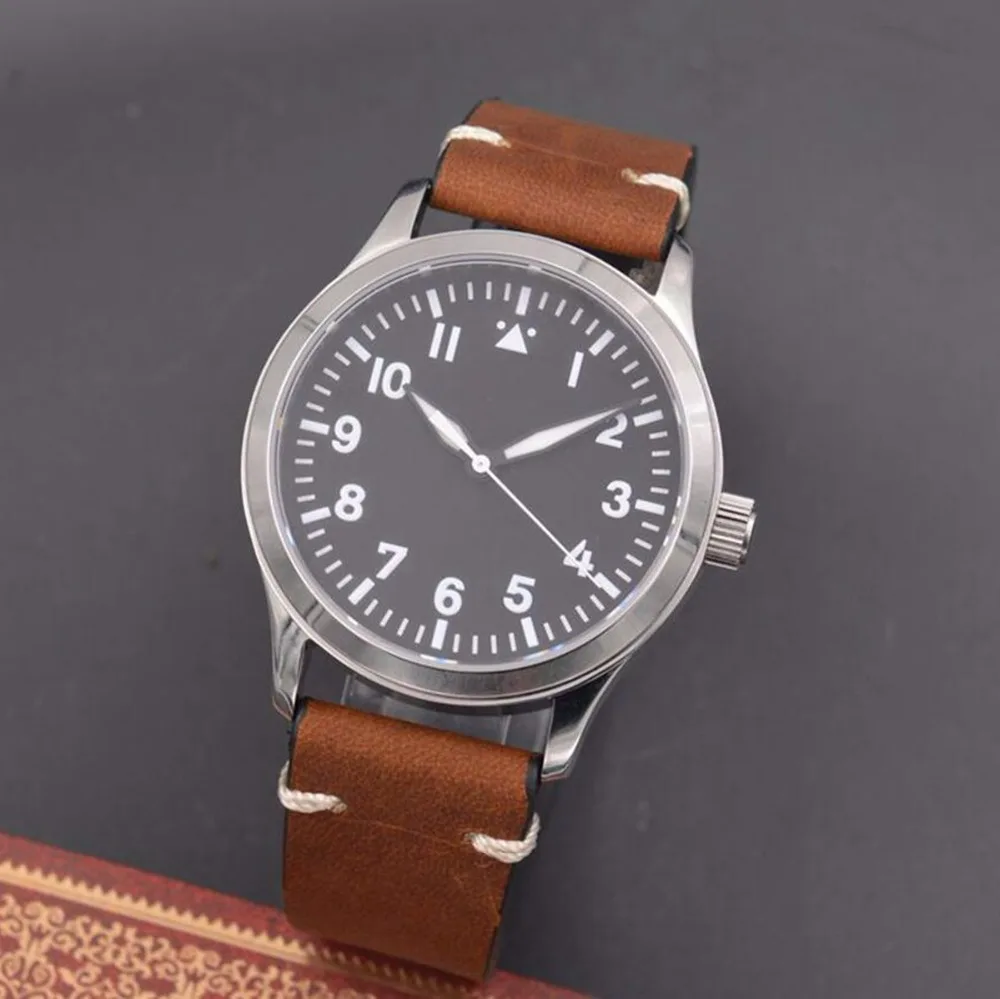 Custom Logo nh35 Automatic Corgeut Watch sapphire 42mm Military Men Sports Sterile Dial Luminous Leather Mechanical Wristwatch