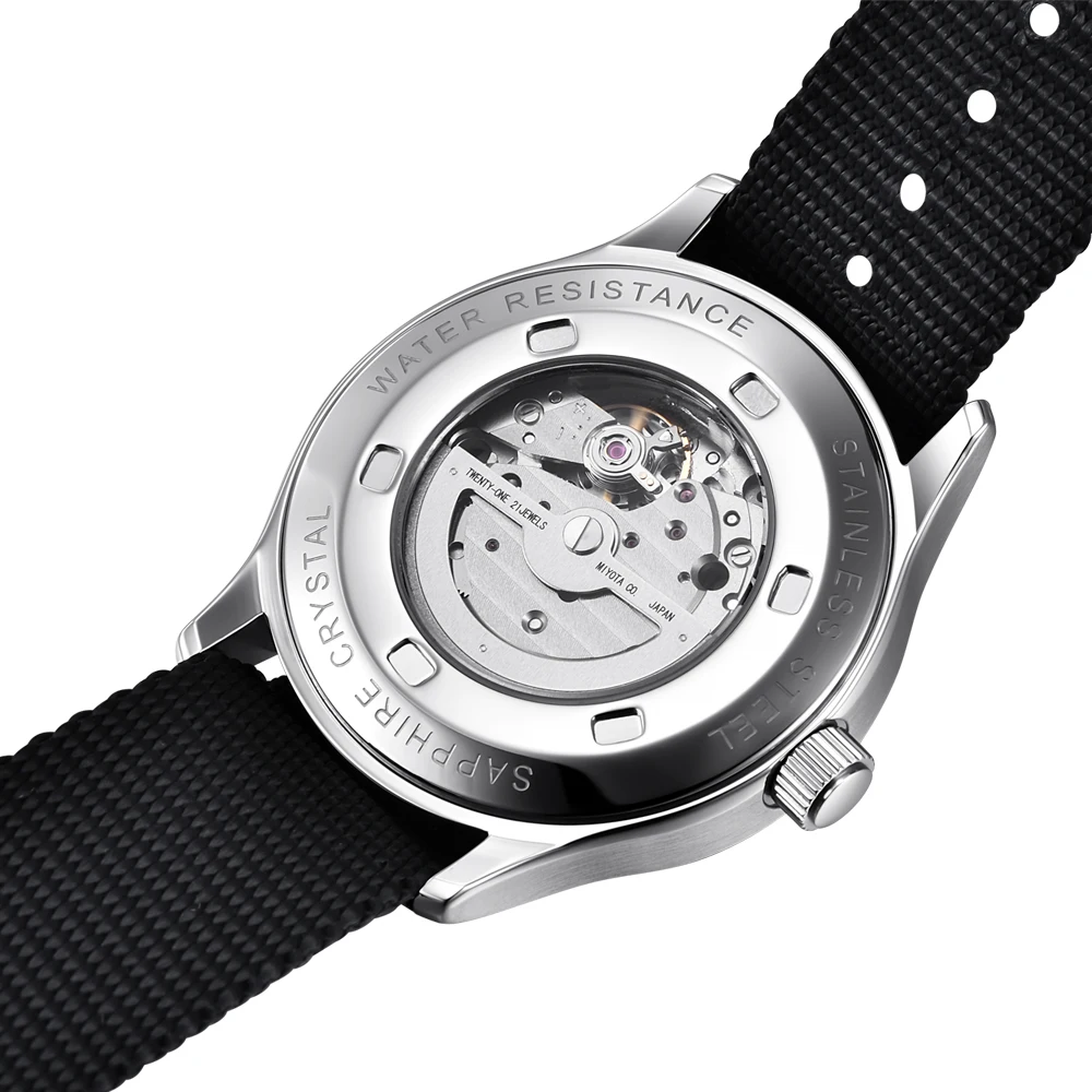 Custom Logo nh35 Automatic Corgeut Watch sapphire 42mm Military Men Sports Sterile Dial Luminous Leather Mechanical Wristwatch