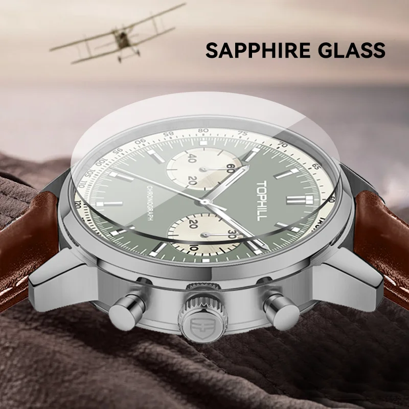 TOPHILL Chronograph Watch Pilot Watch Seagull 1963 Watch  ST19 Movement Sapphire Crystal  Military Limited