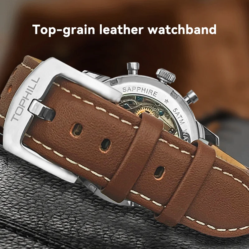 TOPHILL Chronograph Watch Pilot Watch Seagull 1963 Watch  ST19 Movement Sapphire Crystal  Military Limited