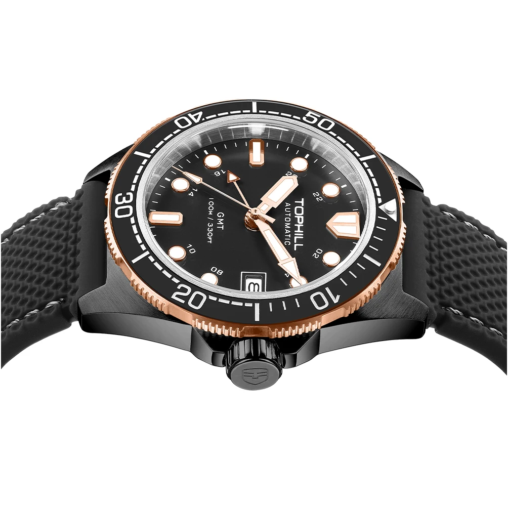 TOPHILL NH34 Movement Men's Automatic Watch Diver GMT Ceramic Bezel BGW9 Super Luminous 100M Water-Resistant Sapphire Gift