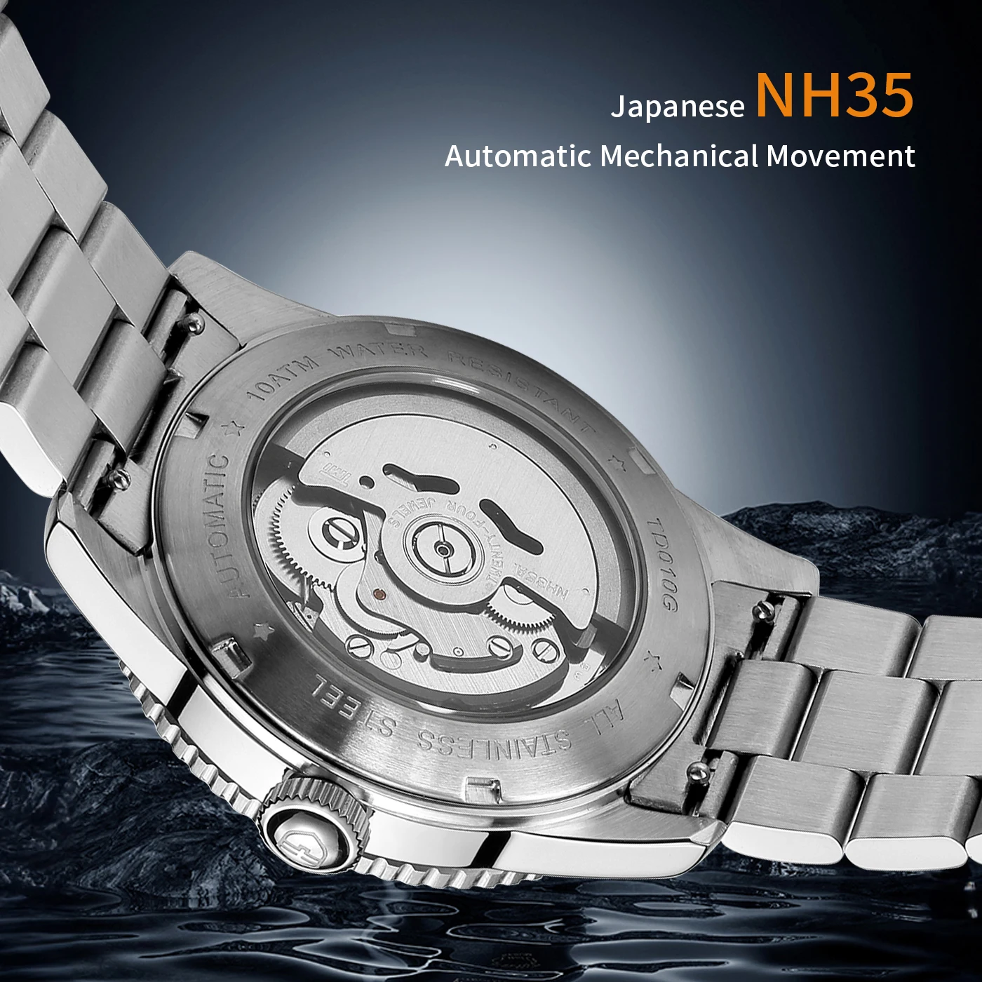 TOPHILL Watches Business Automatic Movement  NH35 Mechanical Watches 10bar waterproof