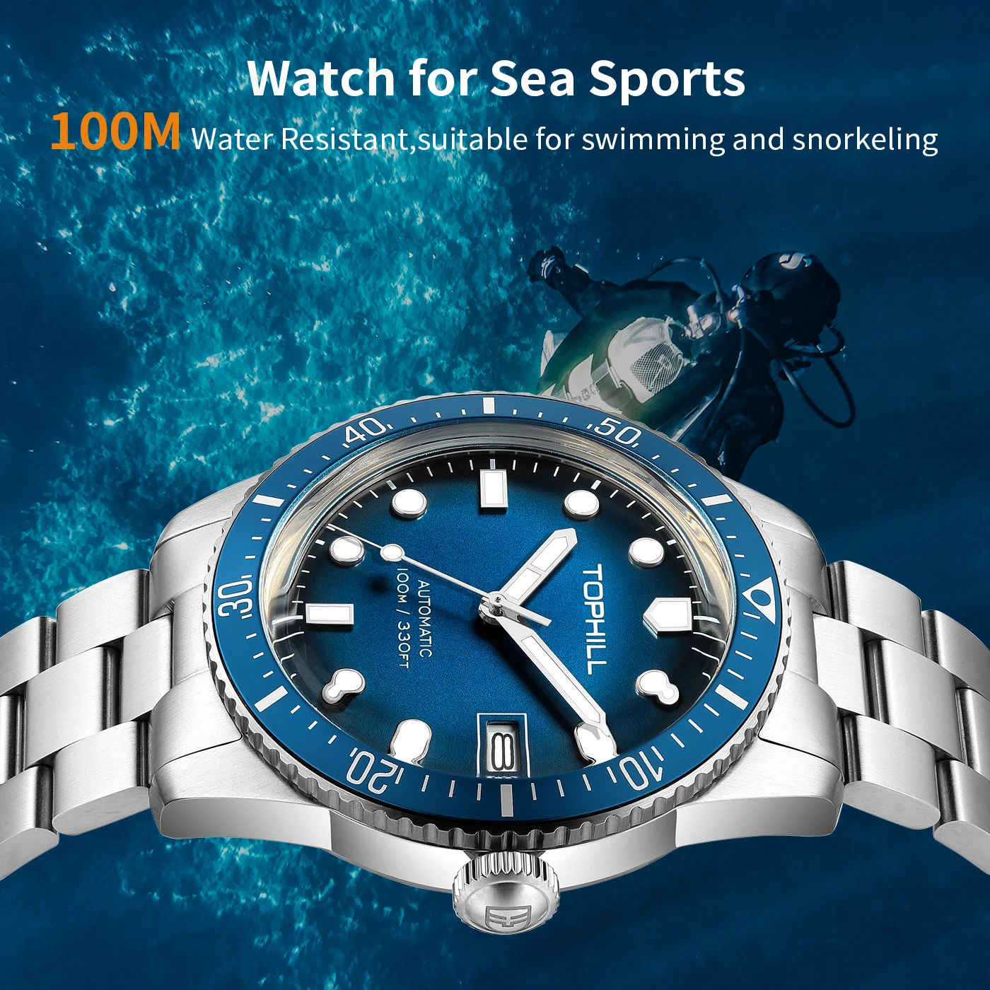TOPHILL Watches Business Automatic Movement  NH35 Mechanical Watches 10bar waterproof