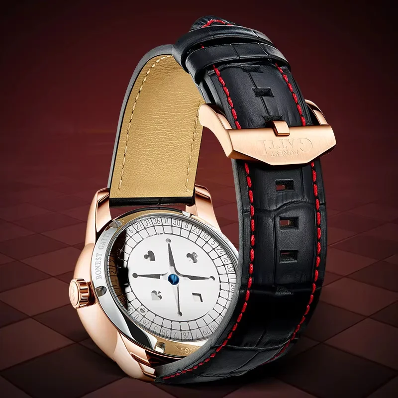 BONEST GATTI New Top Men Mechanical Watch Automatic Movement Arabic Numerals Rotating Dial Roulette Watch Diamond Luminous Hands