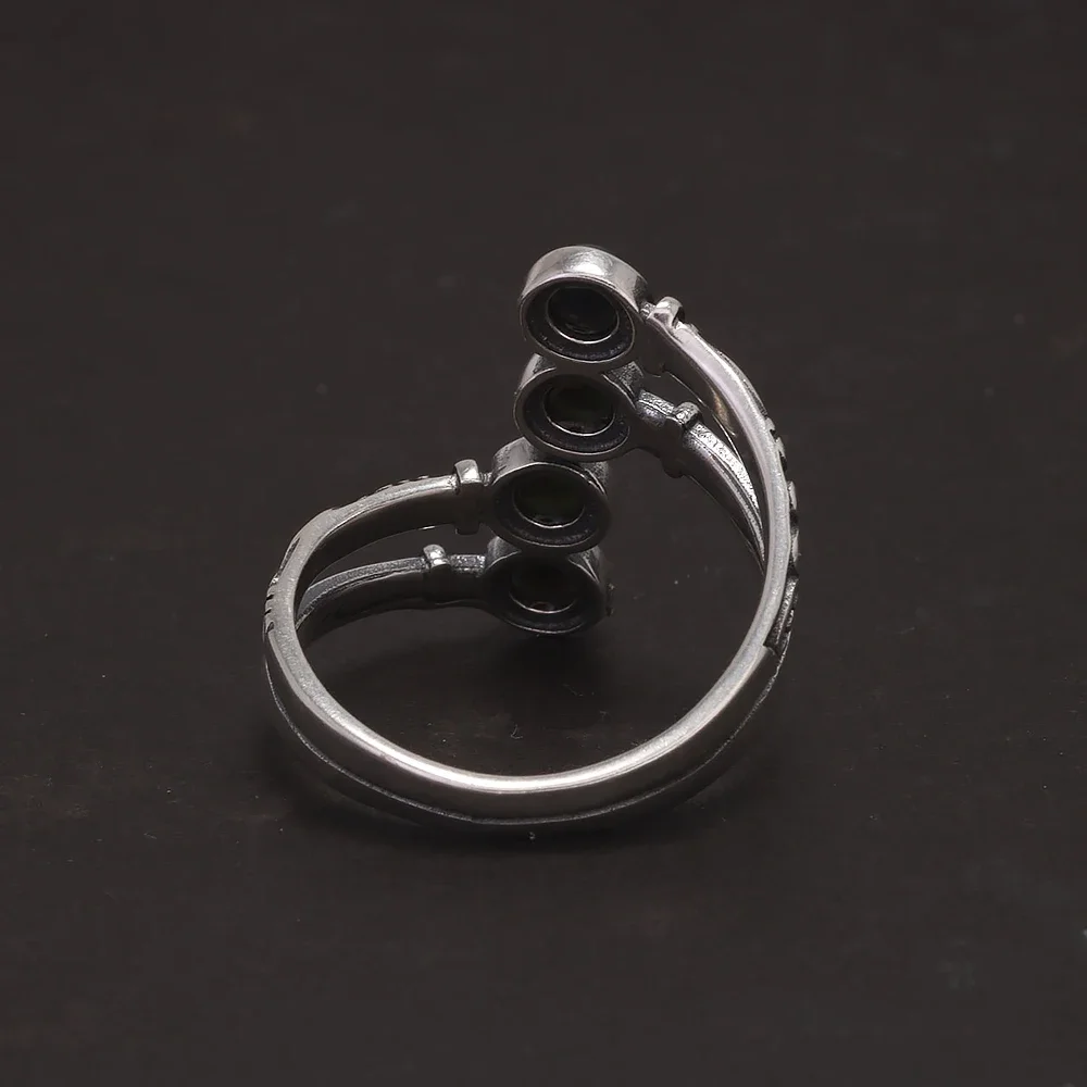 Natural Opal Ring for Women Real S925 Sterling Silver Vintage Style Opening Type Female Charm Jewelry