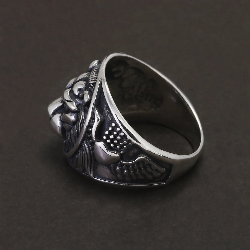 925 Sterling Silver Lion Ring for Men Vintage Biker Animal Ring Punk Retro Hip Hop Street Party Jewelry Gift