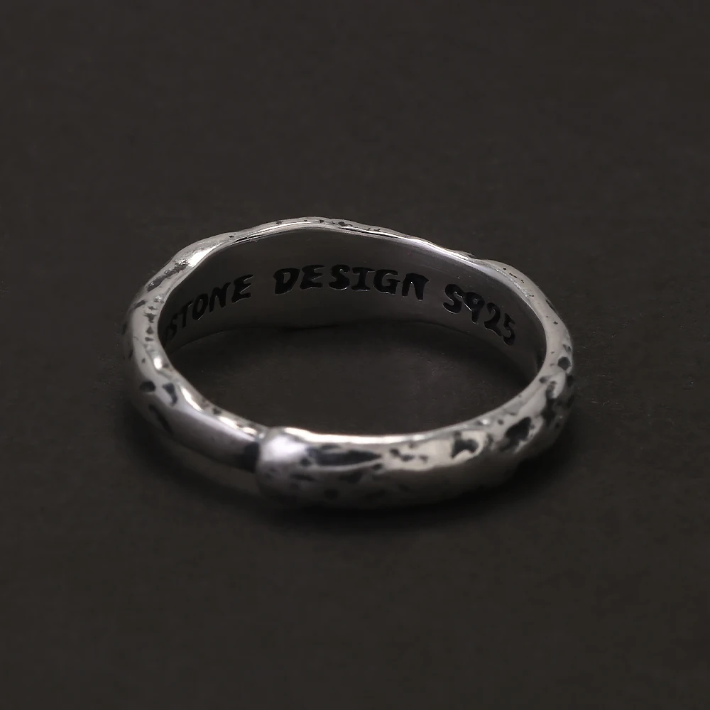 925 Sterling Silver Hammered Ring for Women Men Irregular Fashion Wedding Band Adjustable Engagement Jewelry Accessories
