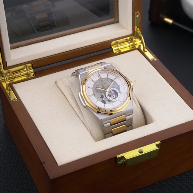 2025 Shanghai Men's Watch Skeleton Watch Automatic Mechanical Watch Business Sapphire Stainless Steel Waterproof Watch S8007