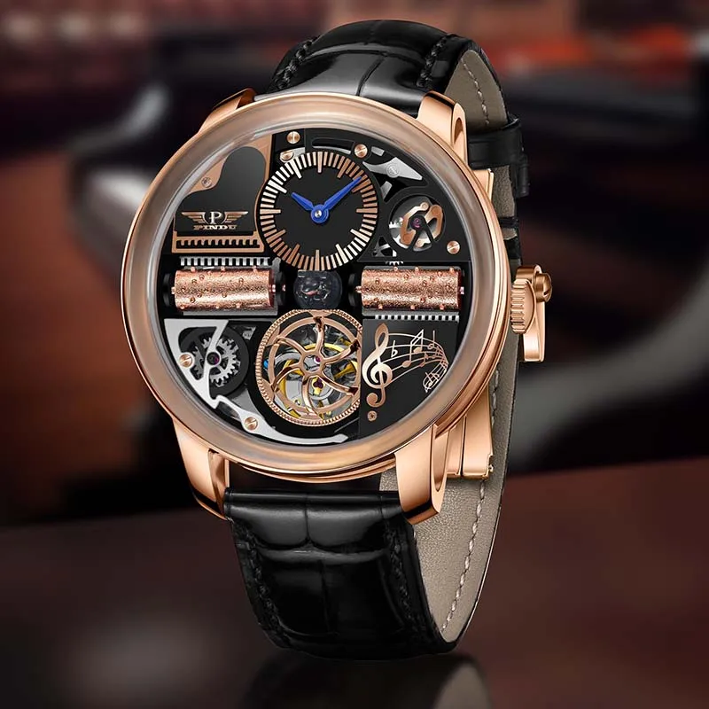 PINDU Design 2025 NEW Music Series Machinery Watch Men Fashion M2791B Movement Sapphire Glass Top Luxury Automatic Watch Hollow