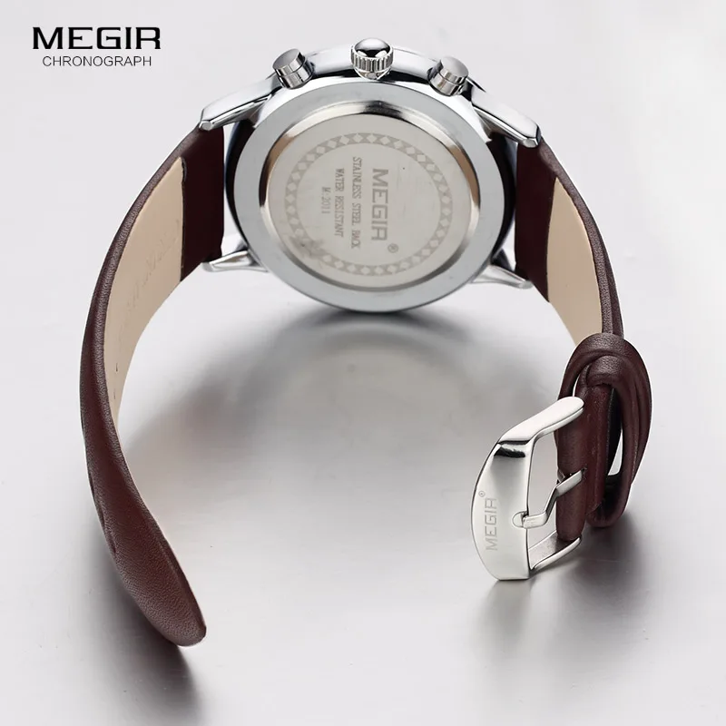 Megir quartz watches men luminous waterproof sports watch man commercial leather wristwatch 2011 free shipping