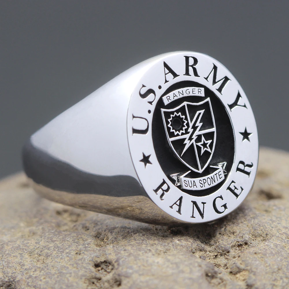 Vintage Army Ranger Military 925 Sterling Silver Rings