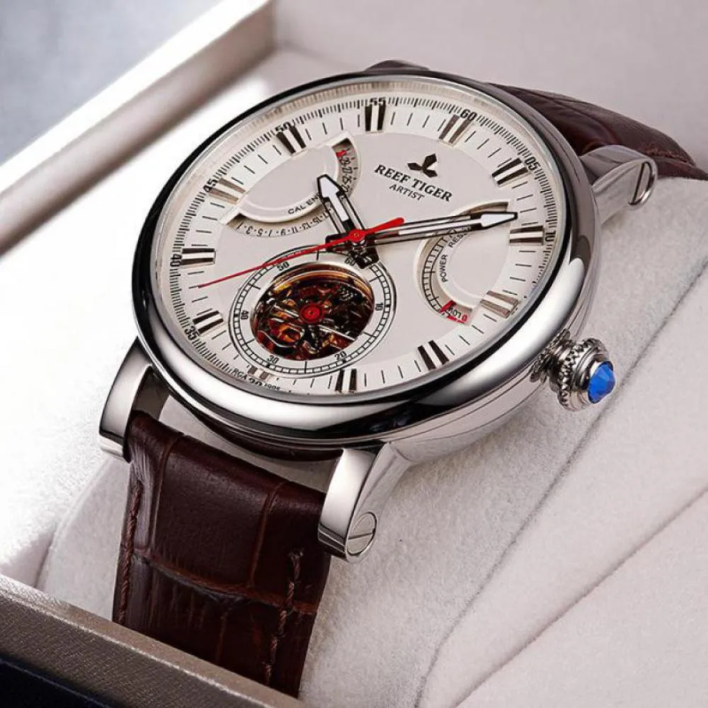 Reef Tiger Artist Tourbillon Watch – Skeleton Automatic Luxury