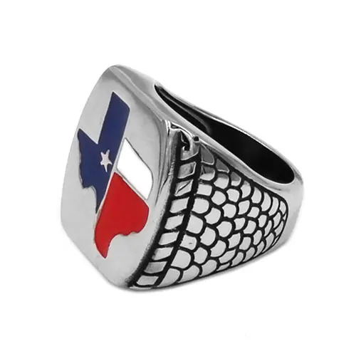 TEXAS Flag Biker Ring Stainless Steel Jewelry Vintage