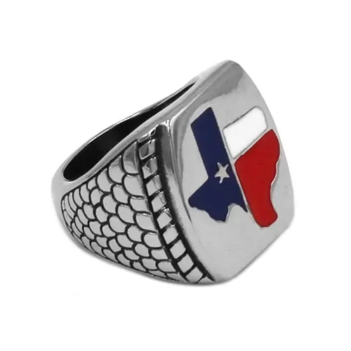 TEXAS Flag Biker Ring Stainless Steel Jewelry Vintage