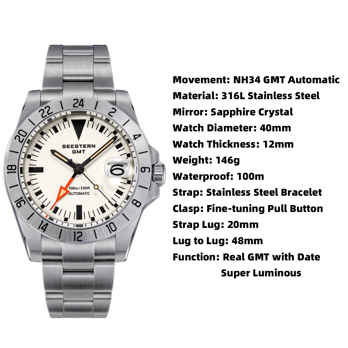 Seestern Vintage GMT Explorer Homage Watch