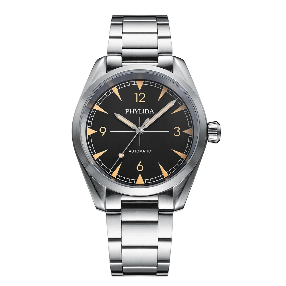 PHYLIDA 40mm Automatic Men’s Watch – NH38A Movement, Domed Sapphire, 316L Steel