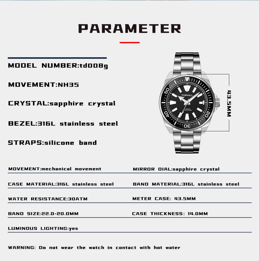 TOPHILL TD008G Automatic Diver’s Watches