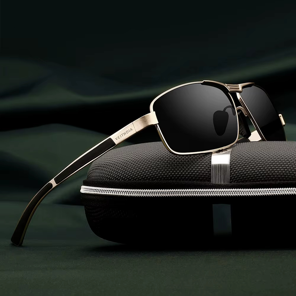 HD polarized driving sunglasses for men with UV400 lenses and stainless steel metal frame