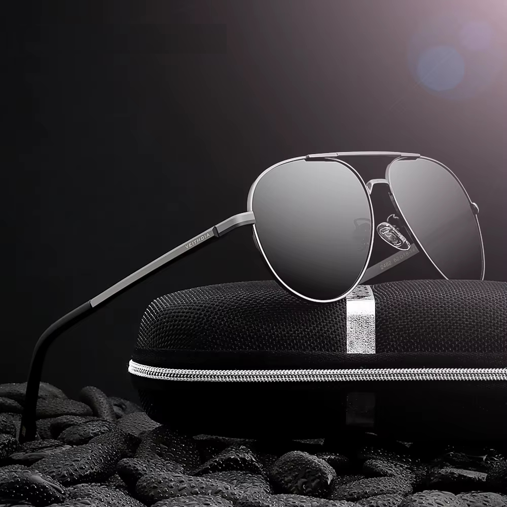 Polarized aviator sunglasses with UV400 protection and HD lenses – classic men’s and women’s driving eyewear