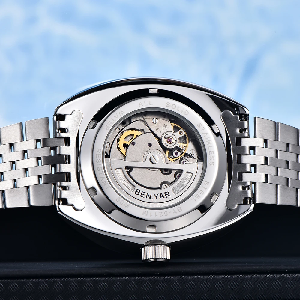 BENYAR BY-5211 42mm Men's Watch Luminous Tuna Dial 50m Waterproof Mechanical Watch New Model